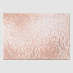 Papel De Seda Damasco Dourado Rosa