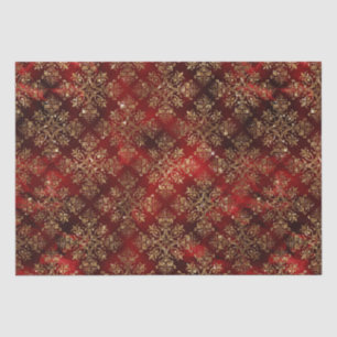 Papel De Seda Damasco Elegante de Natal de Férias Dourado