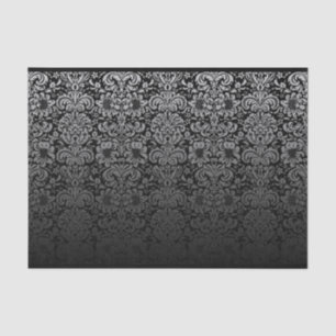 Papel De Seda Damasco elegante (preto e prata)