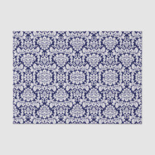 Papel De Seda Damasco floral azul escuro bonito