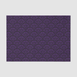 Papel De Seda Damasco Floral de Rosa Roxo Negro e Real