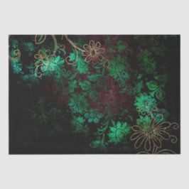 Papel De Seda Damasco Floral Vintage Grunge Dourado