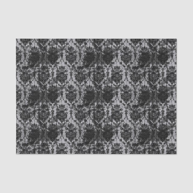 Papel De Seda Damasco Preto e Branco (Frente )