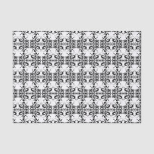 Papel De Seda Damasco preto e branco
