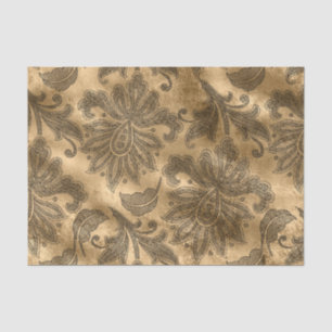 Papel De Seda Damasco Preto e Dourado