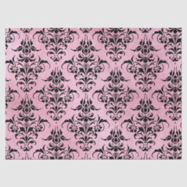 Papel De Seda Damasco Preto Único na Desmontagem Rosa