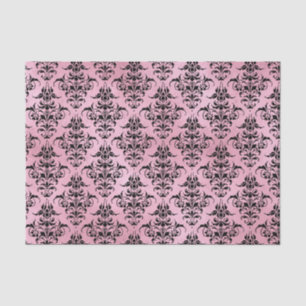 Papel De Seda Damasco rosa e preto