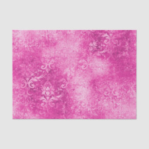 Papel De Seda Damasco Rosa Quente Distinto