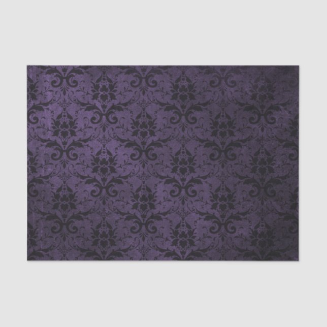 Papel De Seda Damasco roxo e preto (Frente )