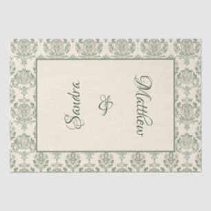 Papel De Seda Damasco Verde