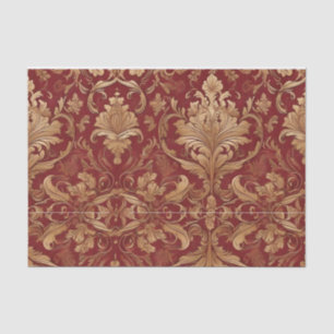 Papel De Seda Damasco Vermelho com a Dourada Desconexão de Padrã