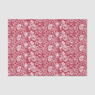 Papel De Seda Damasco, vermelho e branco do cravo de Nouveau da