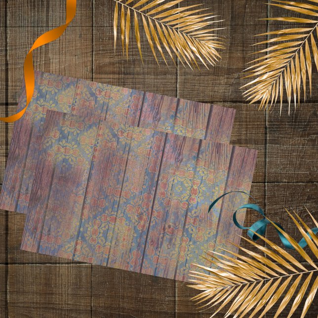 Papel De Seda Damasco Vermelho Envelhecido em Decoupage de Madei (Criador carregado)