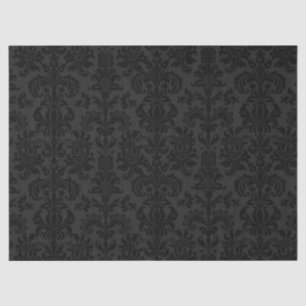 Papel De Seda Damascos Florais Pretos Elegantes Sobre Cinzas Esc