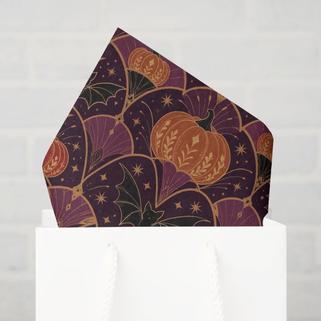 Papel de Seda Damask de Abóbora de Halloween Gótic (Sacola de presentes)