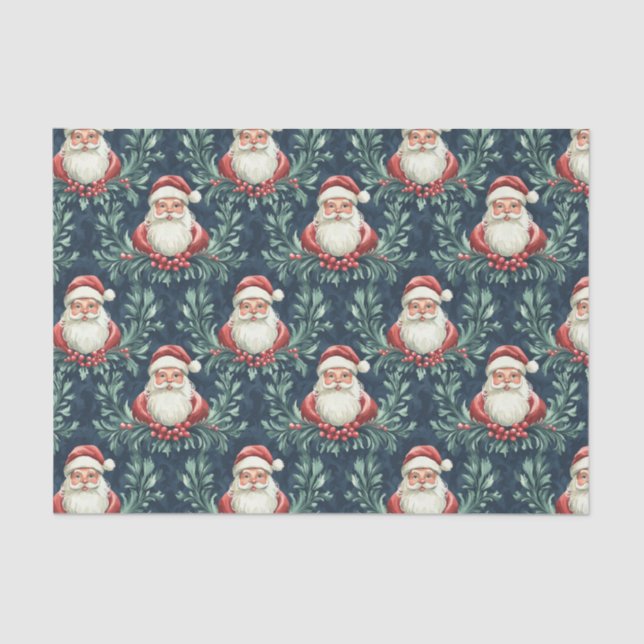 Papel De Seda Damask Pattern with Santa Claus Faces (Frente )