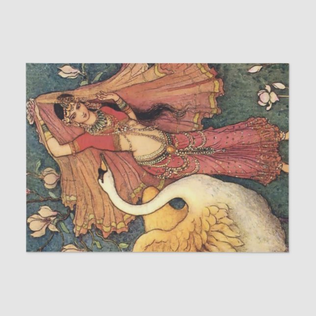 Papel De Seda "Damayanti and the Swan", por Warwick Goble (Frente )