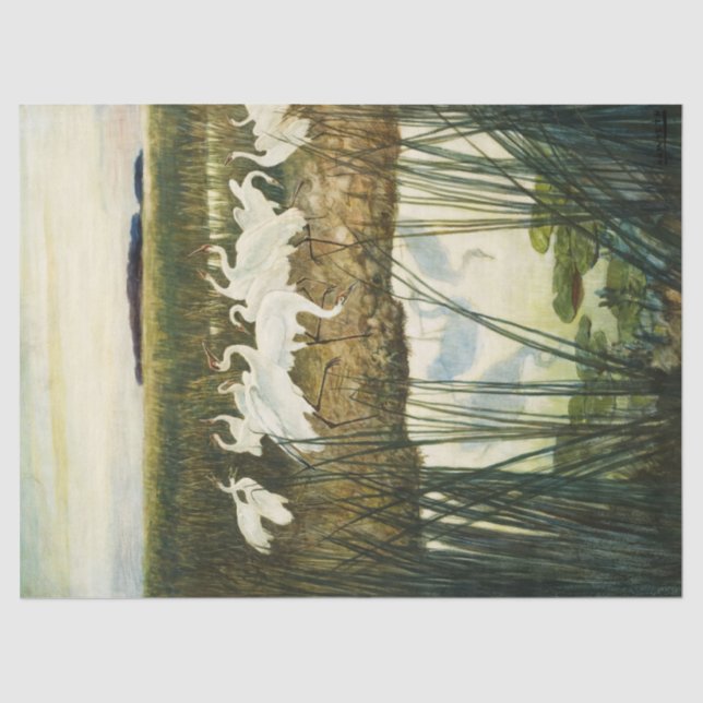 Papel De Seda Dança das gruas brancas por N. C. Wyeth (Frente )