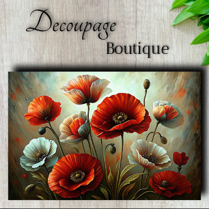 Papel De Seda Dança Papoula Carmesim Decoupage