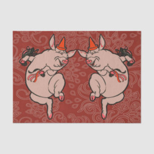 Papel De Seda Dançarino Antítico de Porco