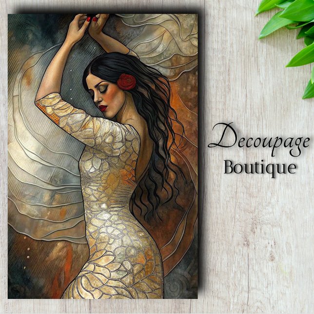 Papel De Seda Dançarino Flamingo Espanhol Decoupage (Spanish Flamenco Dancer Decoupage Tissue Paper)