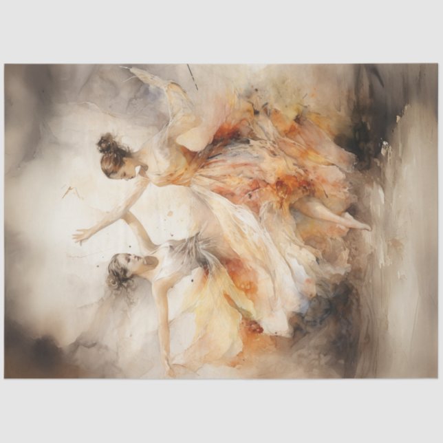 Papel De Seda Dançarinos de Balé de Aquarela com Discussão (Frente )