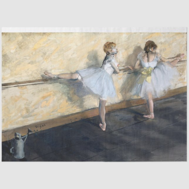 Papel De Seda Dançarinos Praticando no Barre, Edgar Degas (Frente )