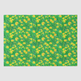 Papel De Seda Dandelion Bloom Summer Flowers Floral Verde Amarel