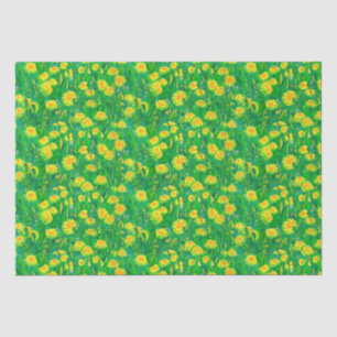Papel De Seda Dandelion Bloom Summer Flowers Floral Verde Amarel