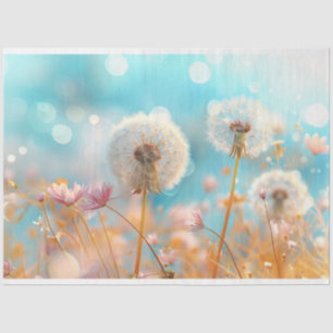 Papel De Seda Dandelion Peach White Decoupage