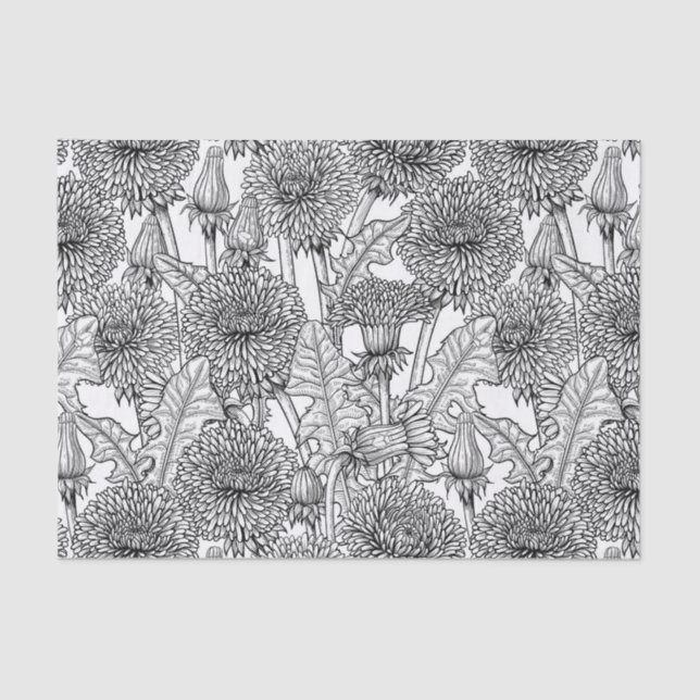 Papel De Seda Dandelions, black and white (Frente )