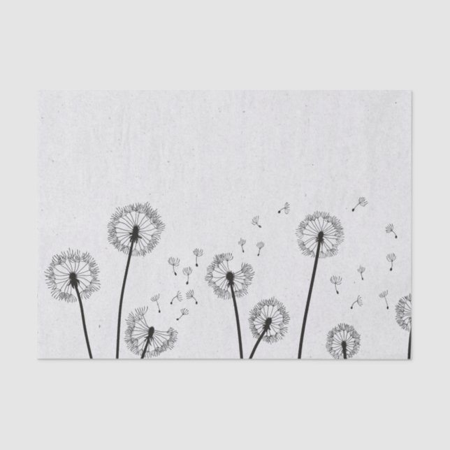 Papel De Seda Dandelions Flores Pappus Spores Cinzas (Frente )