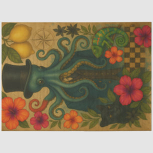 Papel De Seda Dapper Octopus Gentleman Náutica Decoupage