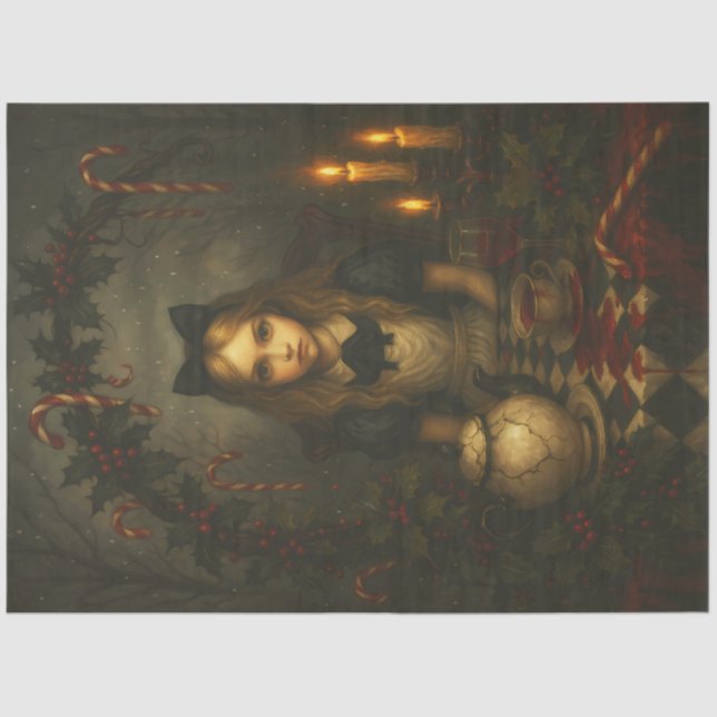Papel De Seda Dark Christmas Tea Party | Gothic Alice Holiday  (Frente )