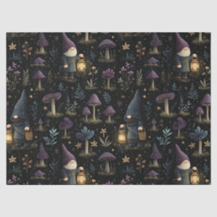 Papel De Seda Dark Fantasy Gnomo e Mushroom Pattern