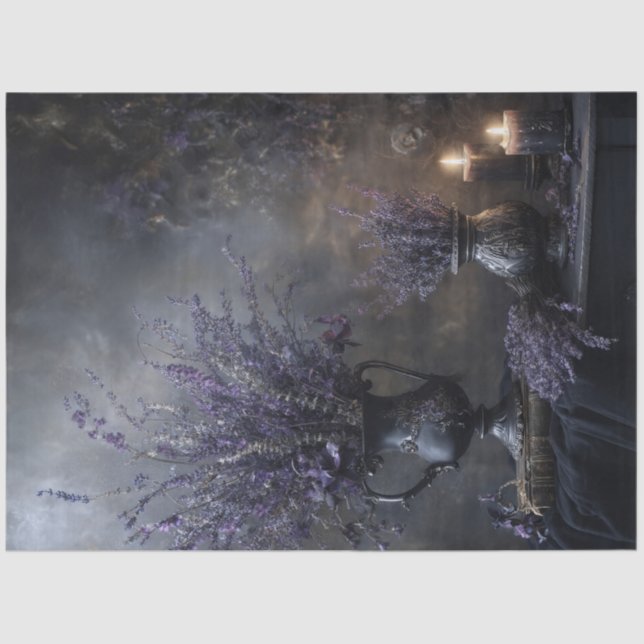 Papel De Seda Dark Lavender Floral Bouquet for Decoupage (Frente )