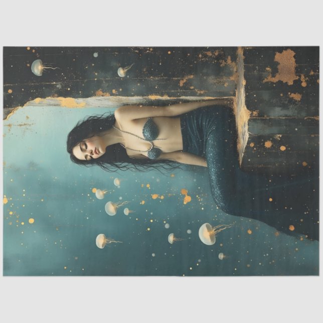 Papel De Seda Dark Mermaid Decoupage Paper Ocean Fantasy (Frente )