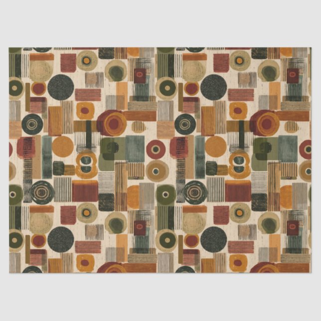 Papel De Seda Dark Mid Century Geometric Pattern (2) (Frente )