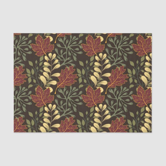 Papel De Seda Dark red maple leaves floral pattern (Frente )