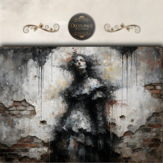 Papel De Seda Dark Woman in Crumbling Wall Decoupage