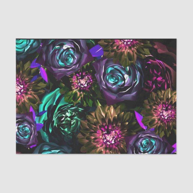 Papel De Seda Dark Wonderland Bold Glamor Floral Party (Frente )