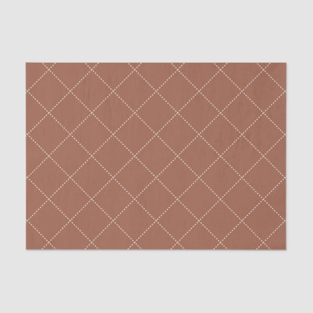 Papel De Seda Dashed Diamond Grid Geometric Deep Rust (Frente )