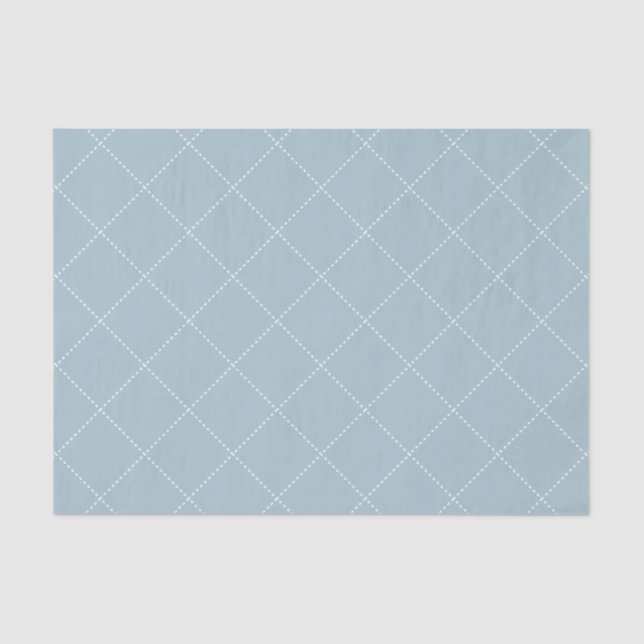 Papel De Seda Dashed Diamond Grid Geometric Dusty Sky Blue (Frente )