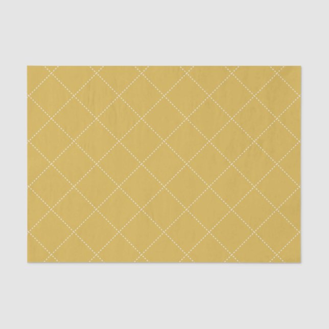 Papel De Seda Dashed Diamond Grid Geometric Mustard Gold (Frente )