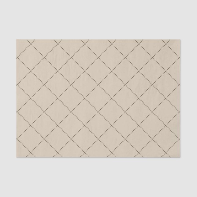 Papel De Seda Dashed Diamond Grid Geometric Sand Color (Frente )