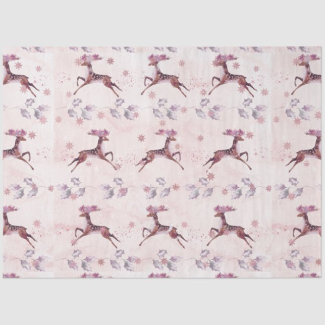 Papel De Seda Dashing Reindeer Deixa Flores de Natal (Frente )