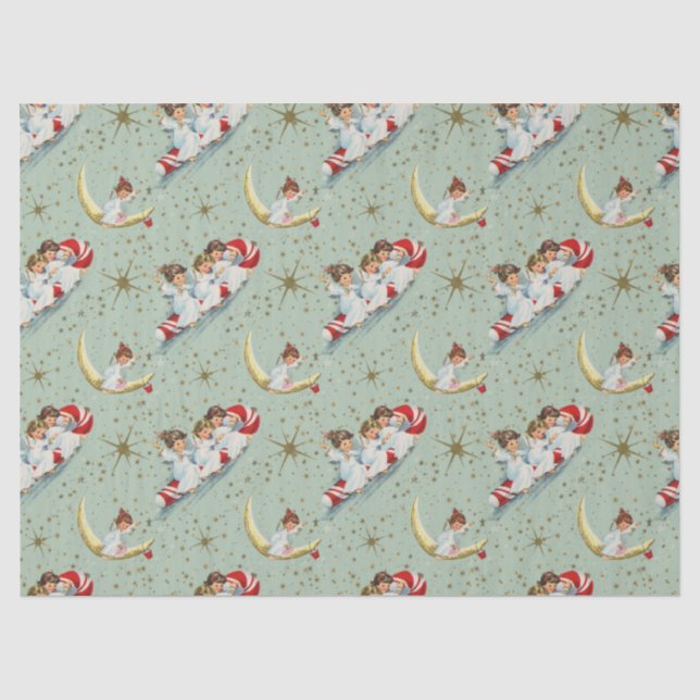 Papel de Seda de Anjos de Natal Vintage (Frente )