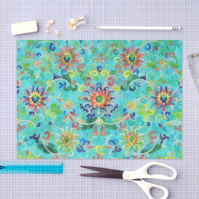 Papel de Seda de Arte Aqua Vintage (Arte )