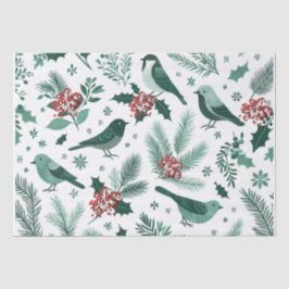 Papel de Seda de Aves de Férias Verde Esmeralda