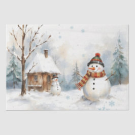 Papel de Seda de Boneco de Neve em Aquarela